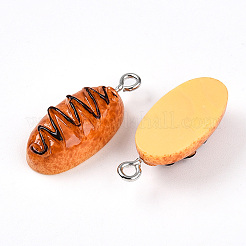 樹脂製鉄製ペンダント  パン  チョコレート  25x11x7mm  穴：2mm&nbsp;RESI-T057-24