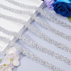 15ヤードのポリエステル花柄レーストリム  編み込みレースリボン  服飾材料  銀  1/2~5/8インチ（14~15mm）&nbsp;OCOR-GF0002-82