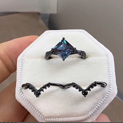 Rhombus Alloy Rhinestone Finger Ring Set for Women&nbsp;PW-WG51C17-03