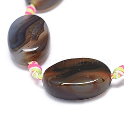 天然バンド /縞aビーズ連売り  染め＆加熱  オーバル  ペルー  23~26x16~19x5~10mm  穴：1.6mm  約12~13個/連  15.4インチ（39cm）&nbsp;G-L544-010A