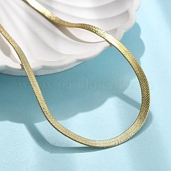 女性用真鍮フラットスネークチェーンネックレス  ラックめっき  長持ちメッキ  カドミウムフリー＆鉛フリー  18KGP本金メッキ  16.93インチ（43cm）&nbsp;NJEW-U035-05G
