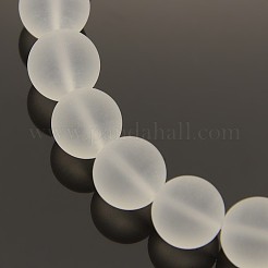 フロスト透明丸いガラスビーズ連売り  透明  6mm  穴：1mm  約64個/連  15.7インチ&nbsp;FGLA-P002-6mm-03
