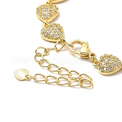 Clear Cubic Zirconia Heart Link Chain Bracelet&nbsp;BJEW-A132-05G