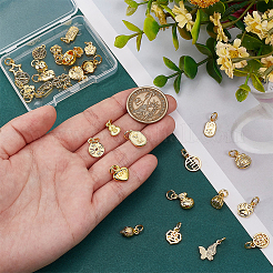 30本30スタイルアロイペンダント  18KGP本金メッキ  丸カン付き  混合図形  8~15.5x5~12x1.5~9mm  穴：3~4mm  1個/スタイル&nbsp;FIND-PH0020-23