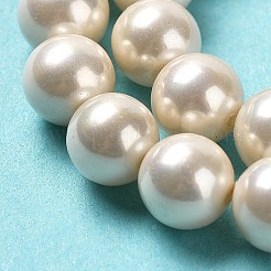 シェルパールビーズ連売り  虹メッキ  グレードA  ラウンド  桃パフ  6mm  穴：1mm  約62個/連  16インチ&nbsp;BSHE-L025-08-6mm-01