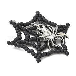Halloween Theme Spider Web Glass Seed Beads Pendants&nbsp;PALLOY-MZ00779-01