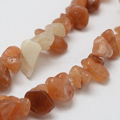 天然石レッドアベンチュリンビーズ連売り  チップ  鮭色  3~5x7~13x2~4mm  穴：0.4mm  約31.5インチ（80cm）&nbsp;X-G-F328-09