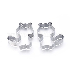 変色しにくい304ステンレススチール製クッキーカッター  クッキー型  DIYビスケットベーキングツール  クマ  ステンレス鋼色  67x61mm&nbsp;LS-DIY-E012-17