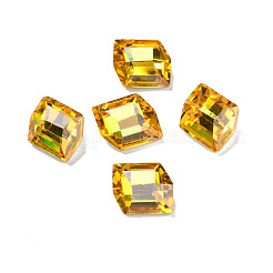 K9ガラスラインストーンカボション  フラットバック＆バックメッキ  平行四辺形  ミックスカラー  12x10.5x5.6mm&nbsp;RGLA-J034-B-TG
