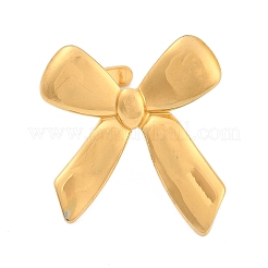 女性用304ステンレススチールオープンカフリング  18KGP本金メッキ  トレイ：28x26mm  調整可能&nbsp;RJEW-A049-01H-G
