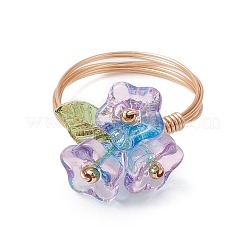 Electroplate Glass Beaded Rings&nbsp;RJEW-TA00195