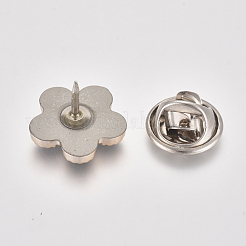 プラスチック製の安全ブローチ  エナメルピン  鉄のピン付き  花  ブラック  14.2x10.6mm&nbsp;JEWB-WH0009-23