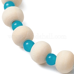 Synthetic Turquoise & Wood & Glass Beaded Stretch Bracelets for Boys Girls&nbsp;BJEW-JB11125-03