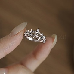 Alloy Rhinestone Cuff Open Rings for Women&nbsp;WG50EF1-01