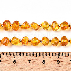 天然琥珀ビーズ連売り  ナゲット  シードビーズで  ゴールド  3.5~6x6.5~7x6~7mm  穴：0.6mm  約58~60個/連  14.65~15.32''（37.2~38.3センチメートル）  ベッド：直径2mm  厚さ1.5mm&nbsp;G-T138-236