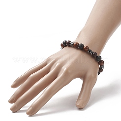 女性用ジェムストーン＆ウッドビーズストレッチブレスレット  内径：2-1/2インチ（6.4cm）&nbsp;BJEW-JB09153
