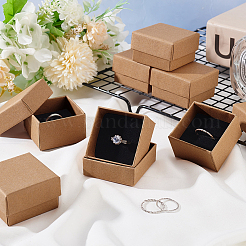 厚紙製ジュエリーボックス60個  リングのために  正方形  淡い茶色  5x5x3.2cm&nbsp;CBOX-BC0001-53