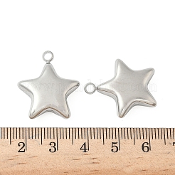 304ステンレスペンダント  スターのチャーム  変色しない  ステンレス鋼色  23.5x20.5x6mm  穴：2.5mm&nbsp;STAS-S186-01B-P