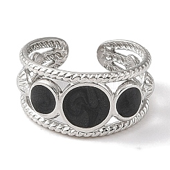 304 Stainless Steel Enamel Open Cuff Rings for Women&nbsp;RJEW-F166-18P-02