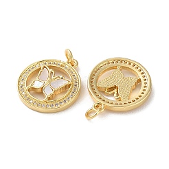 Brass Micro Pave Clear Cubic Zirconia Pendants&nbsp;KK-B083-37C-G