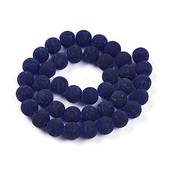 透明ガラスビーズ連売り  ラウンド  艶消し  ミッドナイトブルー  9.8~10mm  穴：1.4mm  約40個/連  14.57~14.84''（37~37.5センチメートル）&nbsp;GLAA-T032-T10mm-MD15