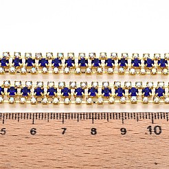 鉄ラインストーンカップチェーン  スプールで  ゴールドカラー  ダークブルー  8.5x3mm  約14.99フィート（4.57m）/ロール&nbsp;CH-T006-04G-07