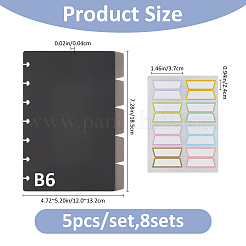 5Pcs Rectangle PP Plastic Notebook Index Divider Sheets&nbsp;AJEW-WH0609-650