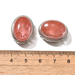 合成チェリークォーツガラスマルチ連リンク  オーバル  カドミウムフリー＆鉛フリー  プラチナ  21x16.5x11.5mm  穴：3mm&nbsp;KK-M304-02P-17