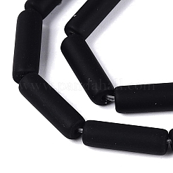 曇った不透明なガラスビーズの連売り  ラッパ  ブラック  12.5~13x4~4.5mm  穴：0.6~0.9mm  約28~29個/連  14.57~15.16インチ（37~38.5cm）&nbsp;GLAA-N070-01A-D01
