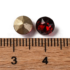 ガラスラインストーンカボション  尖ったバック＆バックメッキ  多面カット  フラットラウンド  シャム  6x4~4.5mm&nbsp;RGLA-A026-01A-208