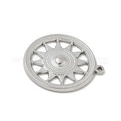 304ステンレスペンダント  太陽の車輪チャーム  変色防止  ステンレス鋼色  25x22x2.5mm  穴：1.2mm&nbsp;LS-STAS-F326-03P