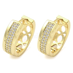 Brass Micro Pave Clear Cubic Zirconia Hoop Earrings&nbsp;EJEW-C122-04G