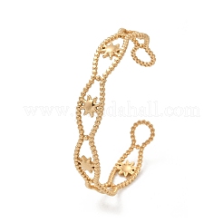 女性用304ステンレススチールカフバングル  太陽  ゴールドカラー  内径：2-3/8x1-7/8インチ（6x4.8cm）&nbsp;BJEW-U045-05G