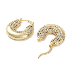 Brass Micro Pave Cubic Zirconia Chunky Hoop Earrings for Women&nbsp;EJEW-E310-19G
