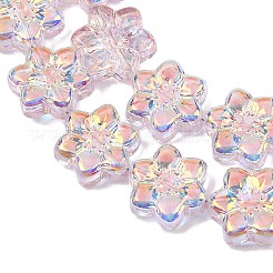 電気メッキガラスビーズセット  花  ABカラーメッキ  半分メッキ  ミスティローズ  12x13x5mm  穴：1mm  約50個/連  25.59''（65センチメートル）&nbsp;EGLA-P069-02A-AB05