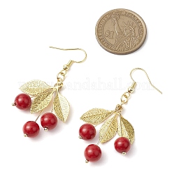 Natural Dyed Mashan Jade Dangle Earrings&nbsp;EJEW-TA00572