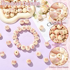 80Pcs 4 Styles Printed Wood Beads&nbsp;WOOD-CJ0002-70