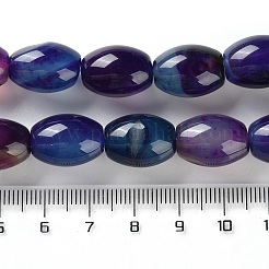 天然瑪瑙（染色・加熱）ビーズ連売り  バレル  インディゴ  16~16.5x11.5~12mm  穴：1mm  約25個/連  15.83''（40.2センチメートル）&nbsp;G-M446-D01-01C