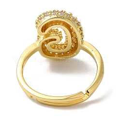 Rack Plating Letter Brass Micro Pave Clear Cubic Zirconia Adjustable Rings for Women&nbsp;KK-S391-03G-G