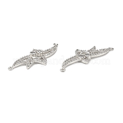 Brass Pave Clear Cubic Zirconia Connector Charms&nbsp;KK-E068-VB381