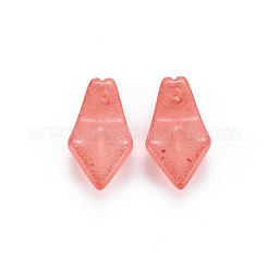 透明スプレー塗装ガラスチャーム  花弁  鮭色  14.5x7.5x4mm  穴：1.2mm&nbsp;GLAA-S190-019F-01