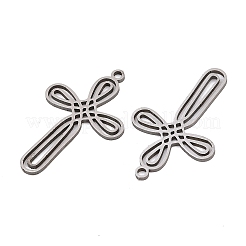 ステンレスペンダント201個  トリケトラノットクロスチャーム  ステンレス鋼色  27x17x1mm  穴：1.4mm&nbsp;STAS-B135-08P