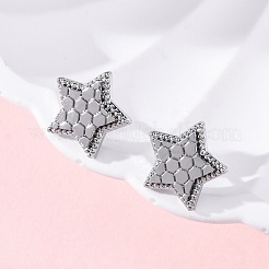 真鍮製スタンドピアス  スター  プラチナメッキ  11x11mm&nbsp;EJEW-D288-14P