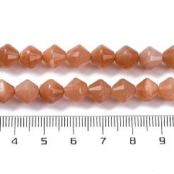 天然石サンストーンビーズ連売り  双円錐形  多面カット  8~8.5x8.5mm  穴：1.2mm  約48個/連  15.35インチ（39cm）&nbsp;G-C171-E02-01
