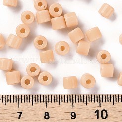 不透明な色のガラスの丸いラッパビーズ  丸い穴  桃パフ  4~6x5~6mm  穴：1.8mm  約2250個/ポンド&nbsp;SEED-S045-001A-A02