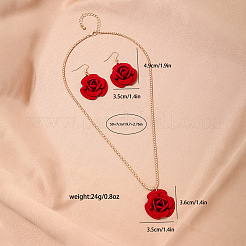 Rose Iron & Plastic Pendant Necklaces & Dangle Earrings Sets for Women&nbsp;FS-WGD8499-01