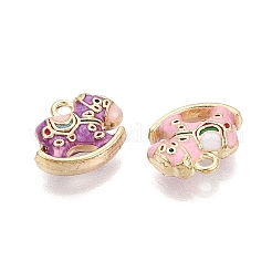 合金エナメルチャーム  馬のチャームをロッキング  ライトゴールド  ミックスカラー  12x14x4.5mm  穴：1.6mm&nbsp;ENAM-N069-08KCG