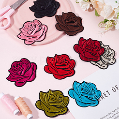 18個 9色 花刺繍 自己接着糸 アイロン接着&縫い付けパッチ  布のアップリケ  ミックスカラー  61x56x1.5mm  2個/カラー&nbsp;DIY-CY0001-22