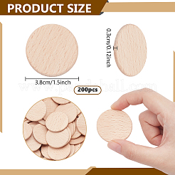 200Pcs Beech Wooden Round Pieces&nbsp;WOOD-NB0002-94A