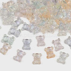 透明レジンカボション100個  グリッターパウダー付き  クマ  ミックスカラー  10x8x3mm&nbsp;CRES-FP0001-14
